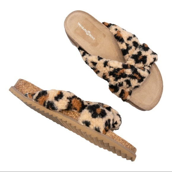 TREASURE & BOND Davina Faux Shearling Slide In Tan Leopard Teddy - Picture 3 of 5